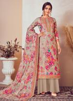 Lawn Cotton Dark Vanilla Party Wear Digital Print Plazzo Salwar Suit